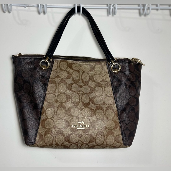 Coach Kacey Canvas Satchel in Khaki Brown